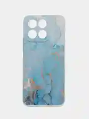 Светло-синий силиконовый чехол на Honor X8A / Хонор X8A прозрачный, с рисунком, защита камеры