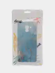 Светло-синий чехол на Samsung Galaxy A8 Plus 2018 / Самсунг A8 Plus с рисунком, защита камеры