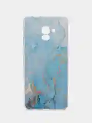 Светло-синий чехол на Samsung Galaxy A8 Plus 2018 / Самсунг A8 Plus с рисунком, защита камеры