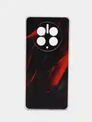 Красный силиконовый чехол на Huawei Mate 50 Pro / Хуавей Мате 50 Про, с рисунком, защита камеры