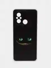 Черный силиконовый чехол на Xiaomi Redmi 12C/Poco C55 / Редми 12C/Поко C55 прозрачный, с рисунком