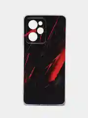 Красный чехол на Xiaomi Poco X5 Pro 5G / Поко Х5 Про 5G прозрачный, с рисунком, защита камеры
