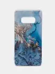 Голубой силиконовый чехол на Samsung Galaxy S10E / Самсунг S10E с рисунком, защита камеры