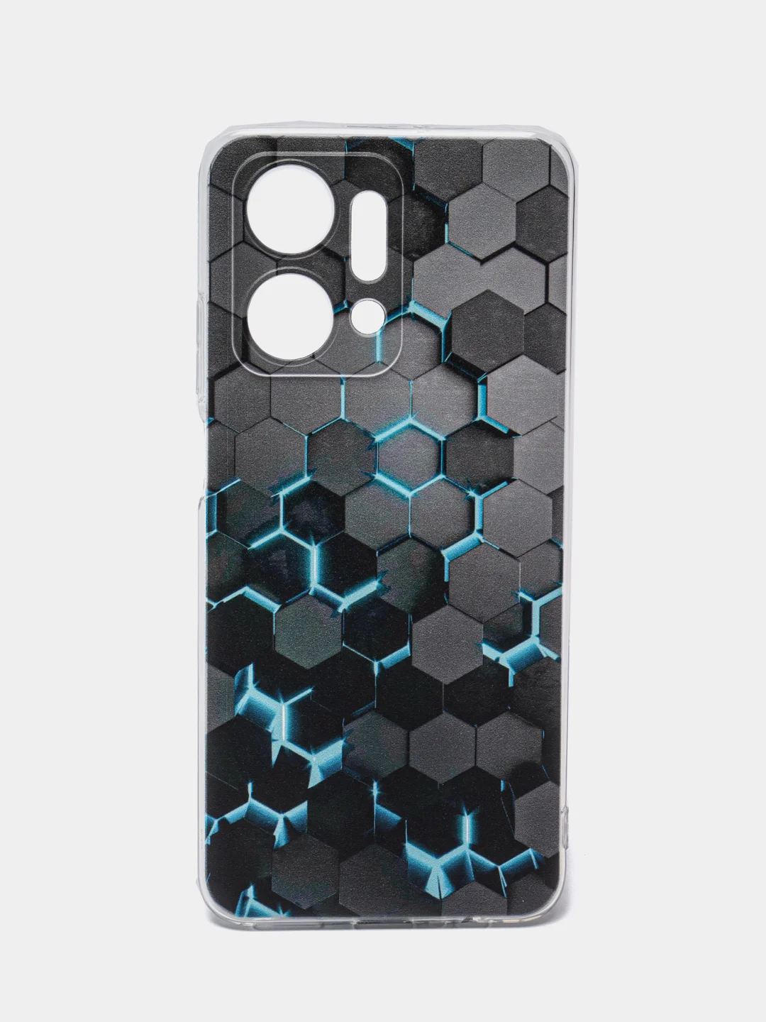 Бирюзовый силиконовый чехол на Honor X7A / Хонор X7A прозрачный, с рисунком, защита камеры