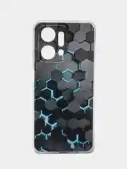 Бирюзовый силиконовый чехол на Honor X7A / Хонор X7A прозрачный, с рисунком, защита камеры
