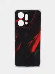 Красный силиконовый чехол на Honor X7A / Хонор X7A прозрачный, с рисунком, защита камеры