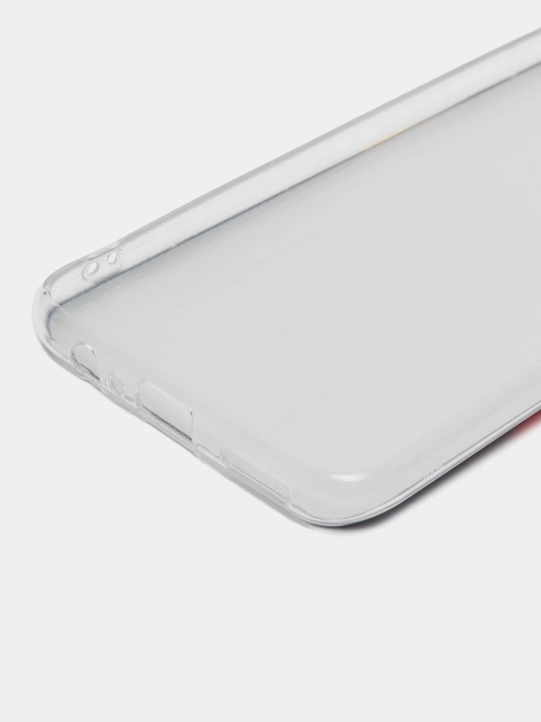 Красный силиконовый чехол на Honor X7A / Хонор X7A прозрачный, с рисунком, защита камеры