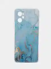 Светло-синий чехол на Realme 9i/Oppo A96 4G / Реалми 9i/Оппо А96 4G с рисунком, защита камеры