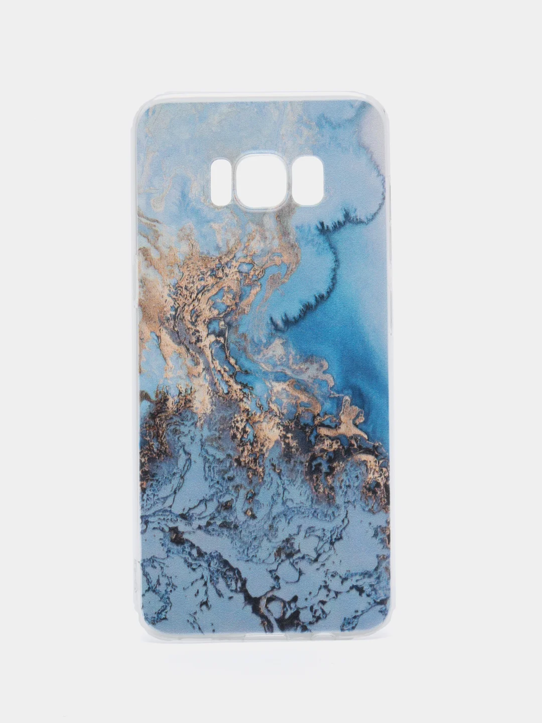 Голубой силиконовый чехол на Samsung Galaxy S8 / Самсунг S8 прозрачный, с рисунком, защита камеры