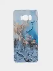 Голубой силиконовый чехол на Samsung Galaxy S8 / Самсунг S8 прозрачный, с рисунком, защита камеры