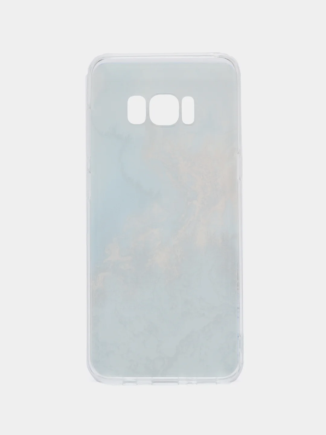 Голубой силиконовый чехол на Samsung Galaxy S8 / Самсунг S8 прозрачный, с рисунком, защита камеры