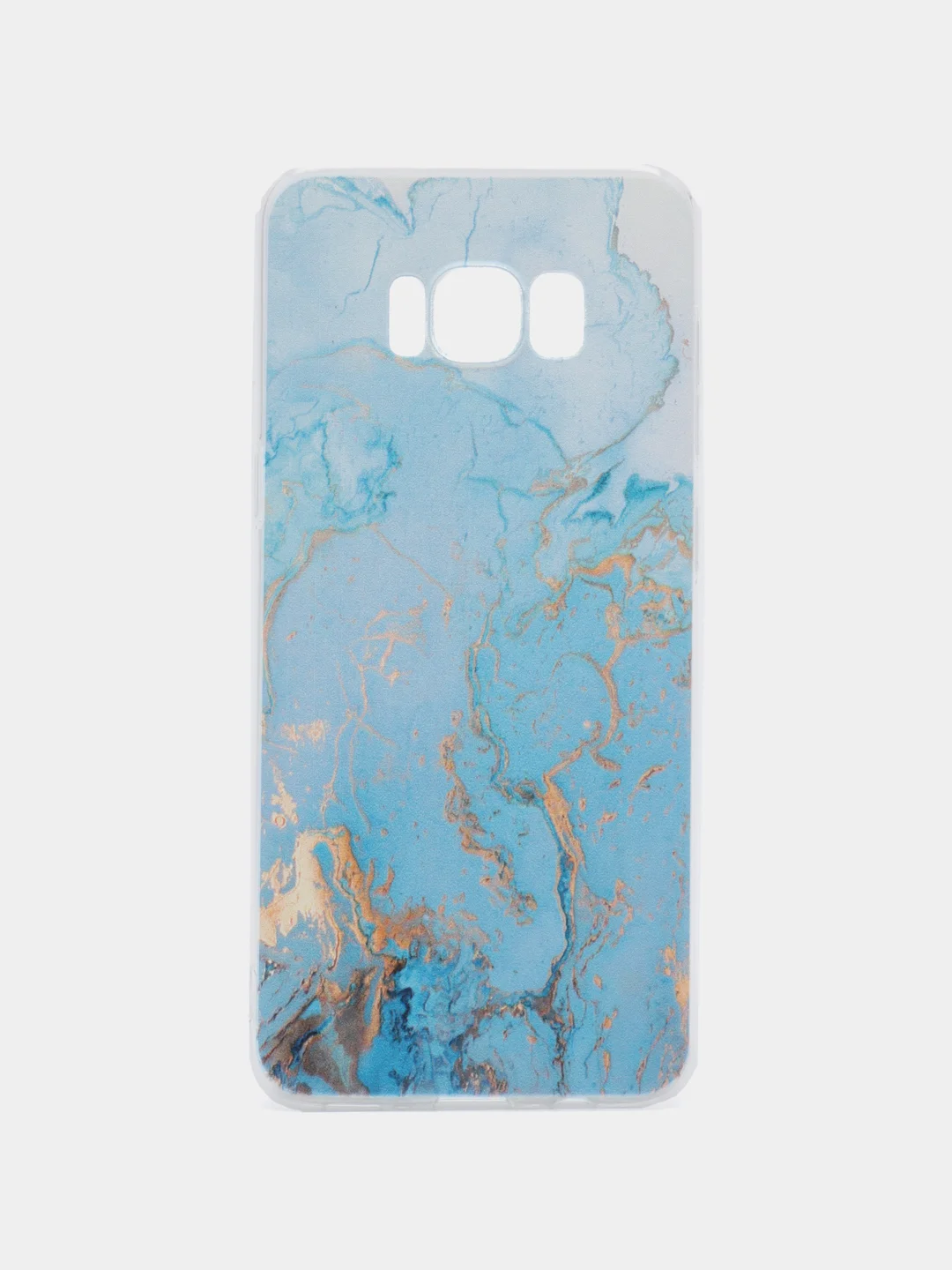 Светло-синий силиконовый чехол на Samsung Galaxy S8 / Самсунг S8 прозрачный, с рисунком, защита камеры
