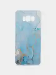 Светло-синий силиконовый чехол на Samsung Galaxy S8 / Самсунг S8 прозрачный, с рисунком, защита камеры