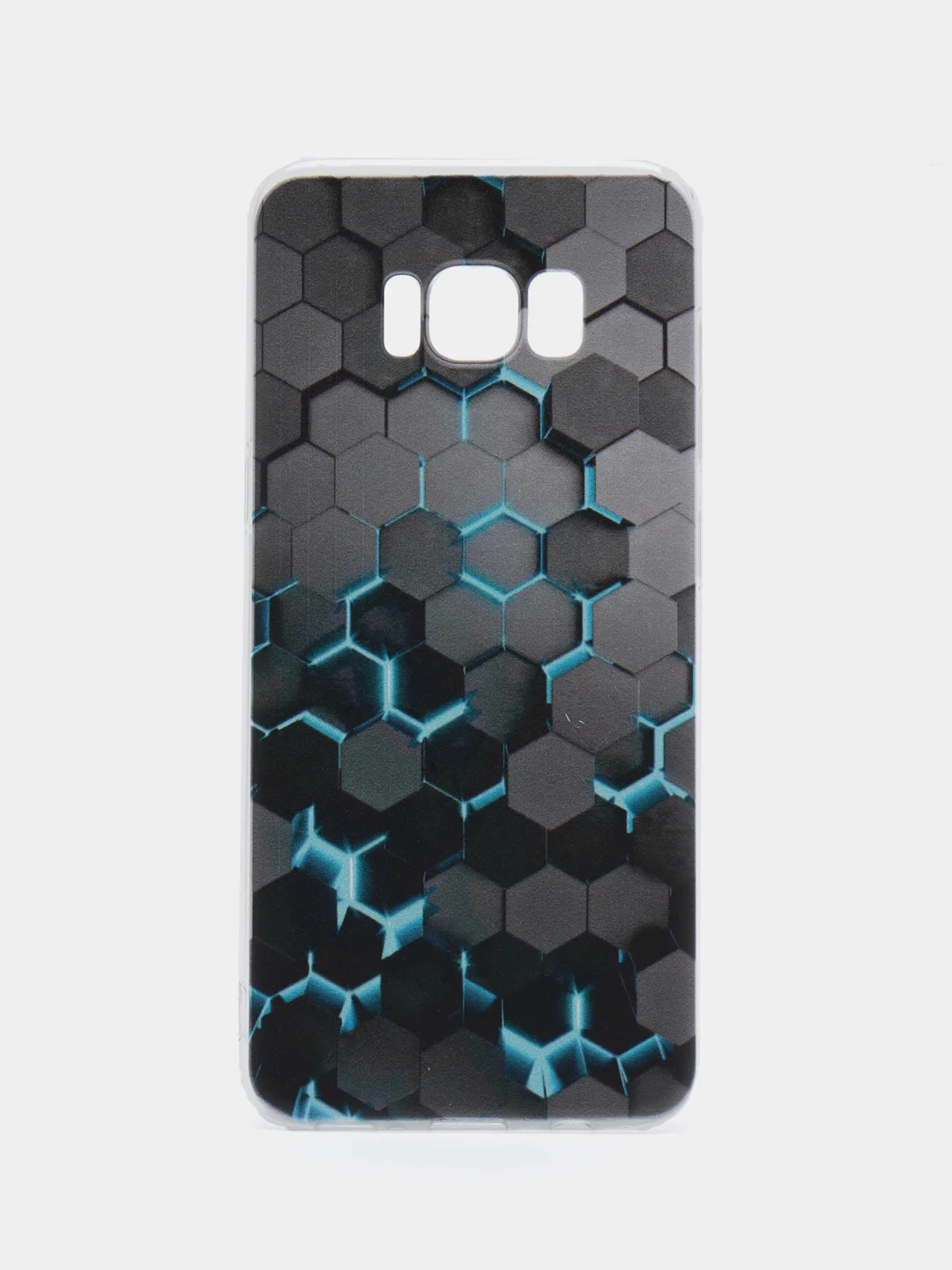 Бирюзовый силиконовый чехол на Samsung Galaxy S8 / Самсунг S8 прозрачный, с рисунком, защита камеры