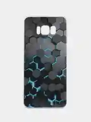 Бирюзовый силиконовый чехол на Samsung Galaxy S8 / Самсунг S8 прозрачный, с рисунком, защита камеры
