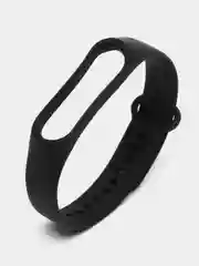 Черный силиконовый ремешок для фитнес браслета Xiaomi Mi Band 3, 4, 5, 6, 7