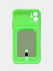 Салатовый чехол с карманом для карт для iPhone, Айфон 11, 13, 14, Pro, защита камеры