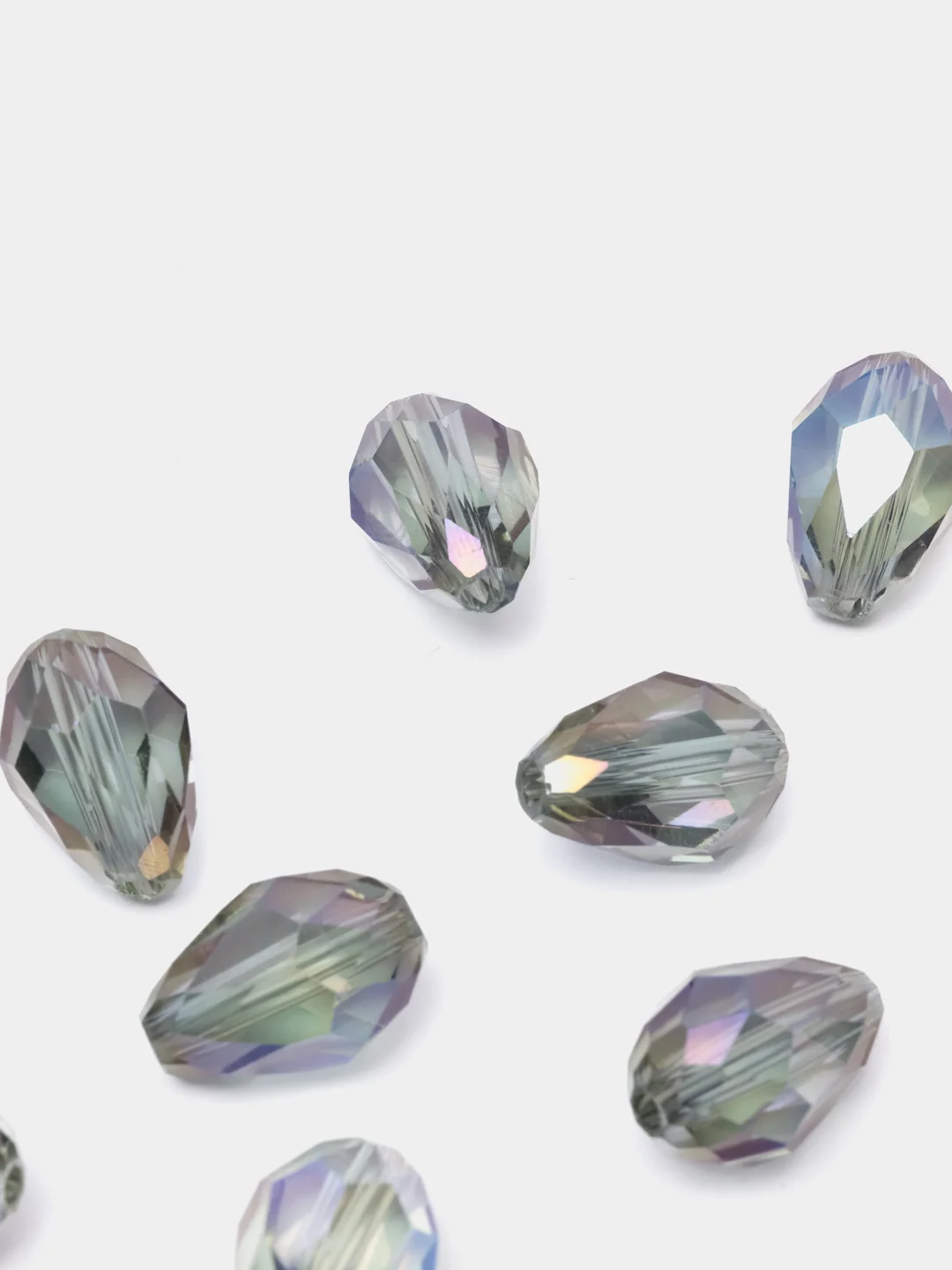 Серый меланж прозрачные бусины, капли, 8 х 11 мм, бисер, вышивание, плетение