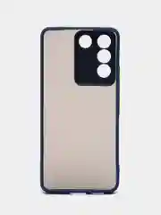 Синий чехол для Vivo V27e матовый, с цветными бортиками