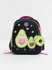 Рюкзак школьный, для девочки Grizzly анатомическая спинка, c брелоком, Avocado Love 271189