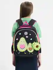 Рюкзак школьный, для девочки Grizzly анатомическая спинка, c брелоком, Avocado Love 271189