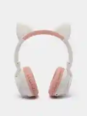 Белый беспроводные светящиеся наушники Borofone BO18 Cat ear, накладные наушники полноразмерные