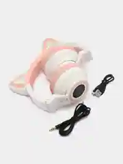 Белый беспроводные светящиеся наушники Borofone BO18 Cat ear, накладные наушники полноразмерные