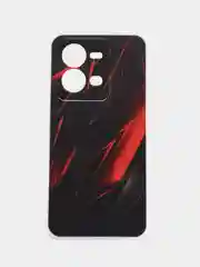 Красный силиконовый чехол на Vivo V25/V25e / Виво V25/V25е прозрачный, с рисунком, защита камеры