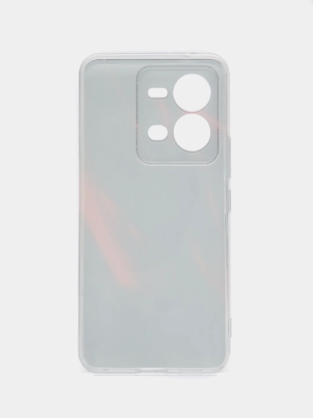 Красный силиконовый чехол на Vivo V25/V25e / Виво V25/V25е прозрачный, с рисунком, защита камеры