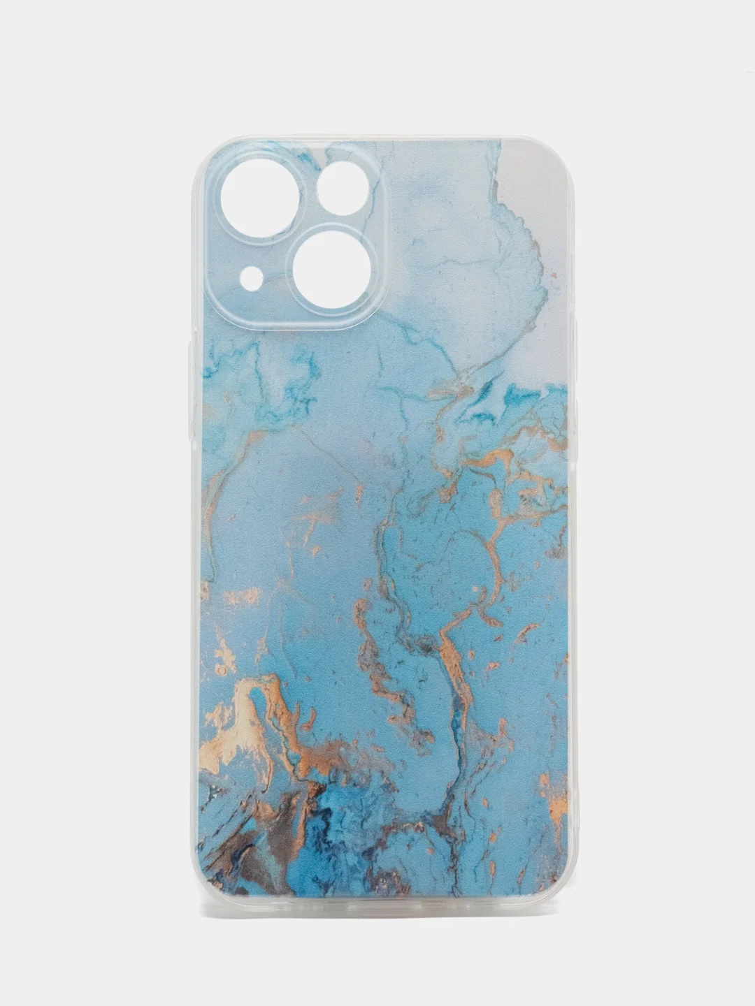 Светло-синий силиконовый чехол на iPhone 13 mini / Айфон 13 mini, с рисунком, защита камеры
