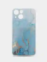 Светло-синий силиконовый чехол на iPhone 13 mini / Айфон 13 mini, с рисунком, защита камеры