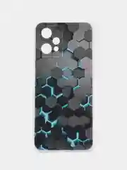 Бирюзовый силиконовый чехол на Realme 9 Pro/9 5G / Реалми 9 Про прозрачный с рисунком, защита камеры