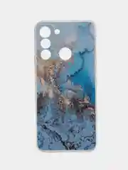 Голубой силиконовый чехол на Tecno POP 5 LTE / Текно Поп 5 ЛТЕ с рисунком, защита камеры