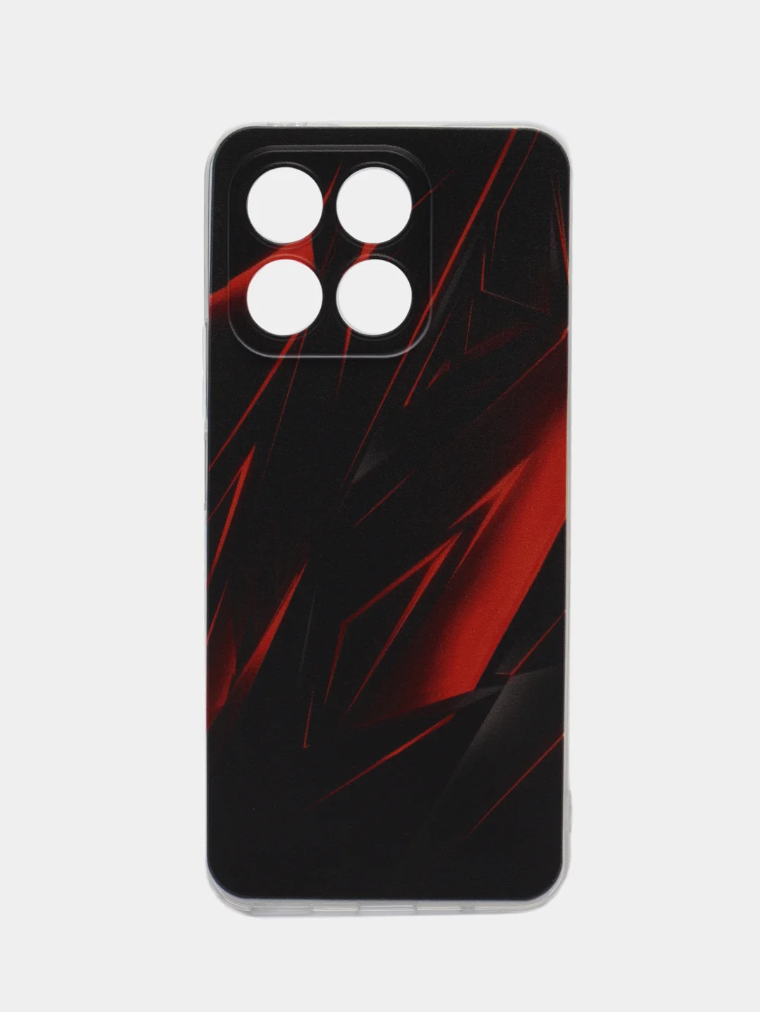 Красный силиконовый чехол на Honor X8A / Хонор X8A прозрачный, с рисунком, защита камеры