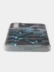 Бирюзовый силиконовый чехол на Samsung Galaxy S21 FE / Самсунг S21 FE, с рисунком, защита камеры