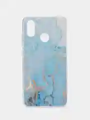 Светло-синий силиконовый чехол на Xiaomi Mi 8 / Сяоми Ми 8 прозрачный, с рисунком, защита камеры