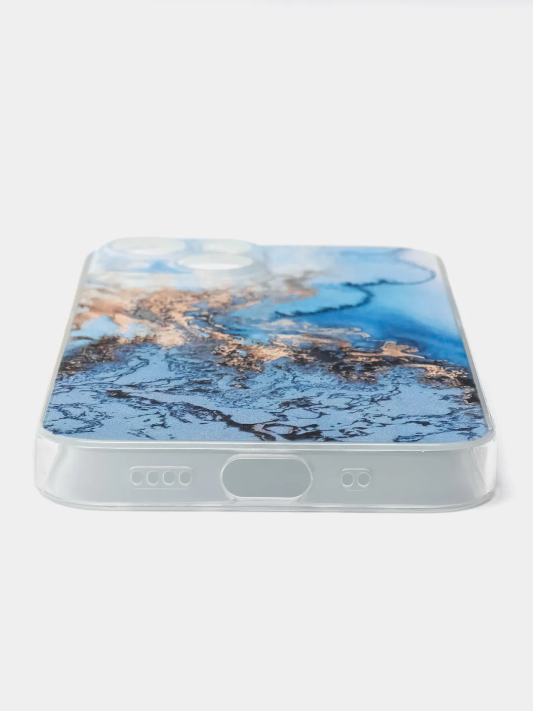 Бирюзовый силиконовый чехол на iPhone 13 mini / Айфон 13 mini, с рисунком, защита камеры