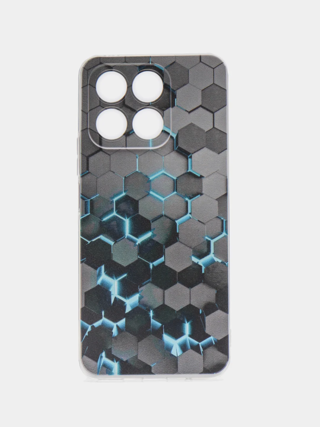 Бирюзовый силиконовый чехол на Honor X8A / Хонор X8A прозрачный, с рисунком, защита камеры
