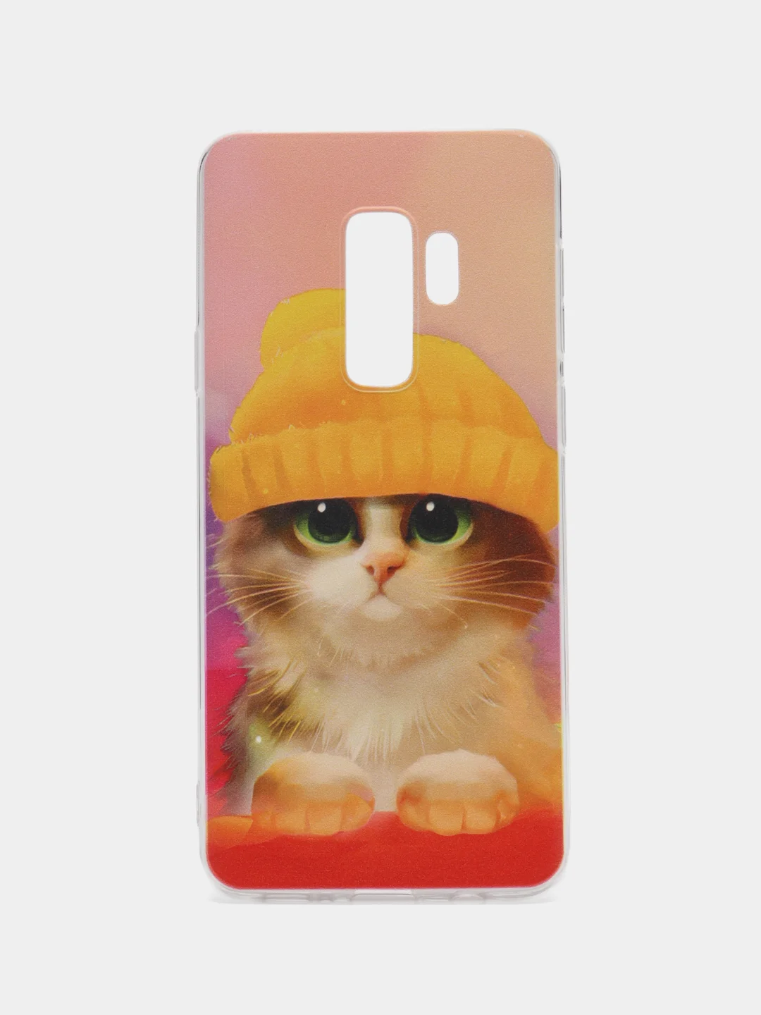 Желтый силиконовый чехол на Samsung Galaxy S9 Plus / Самсунг S9 Plus с рисунком, защита камеры