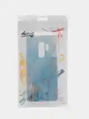 Светло-синий силиконовый чехол на Samsung Galaxy S9 Plus / Самсунг S9 Plus с рисунком, защита камеры