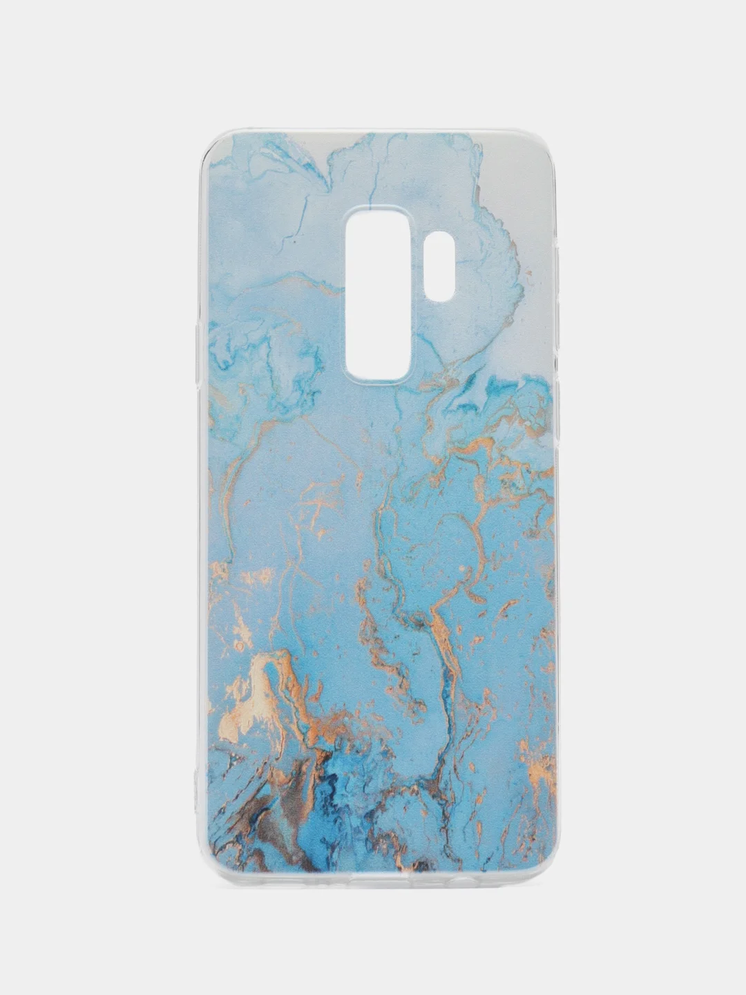 Светло-синий силиконовый чехол на Samsung Galaxy S9 Plus / Самсунг S9 Plus с рисунком, защита камеры