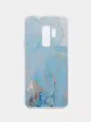Светло-синий силиконовый чехол на Samsung Galaxy S9 Plus / Самсунг S9 Plus с рисунком, защита камеры