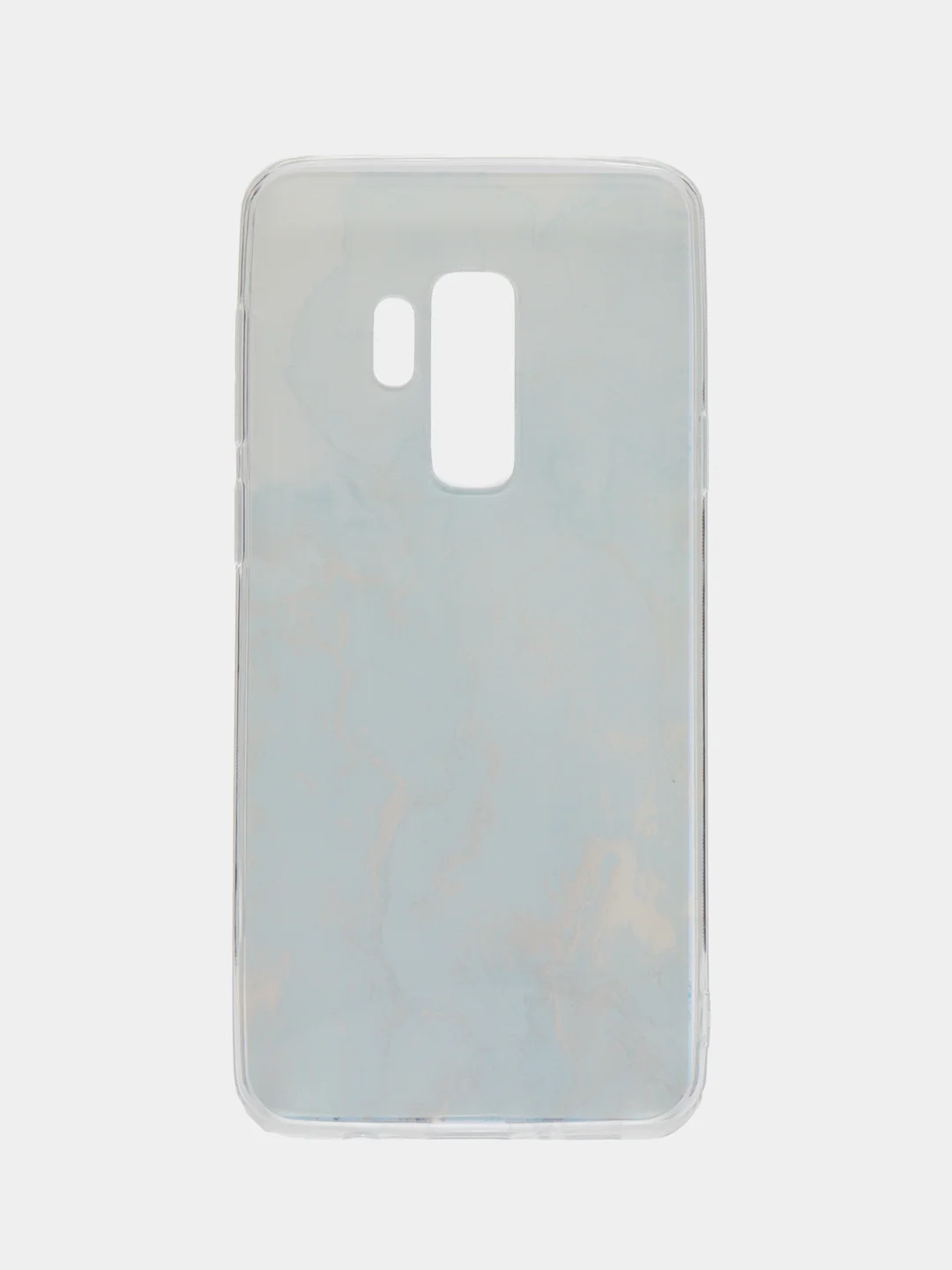 Светло-синий силиконовый чехол на Samsung Galaxy S9 Plus / Самсунг S9 Plus с рисунком, защита камеры