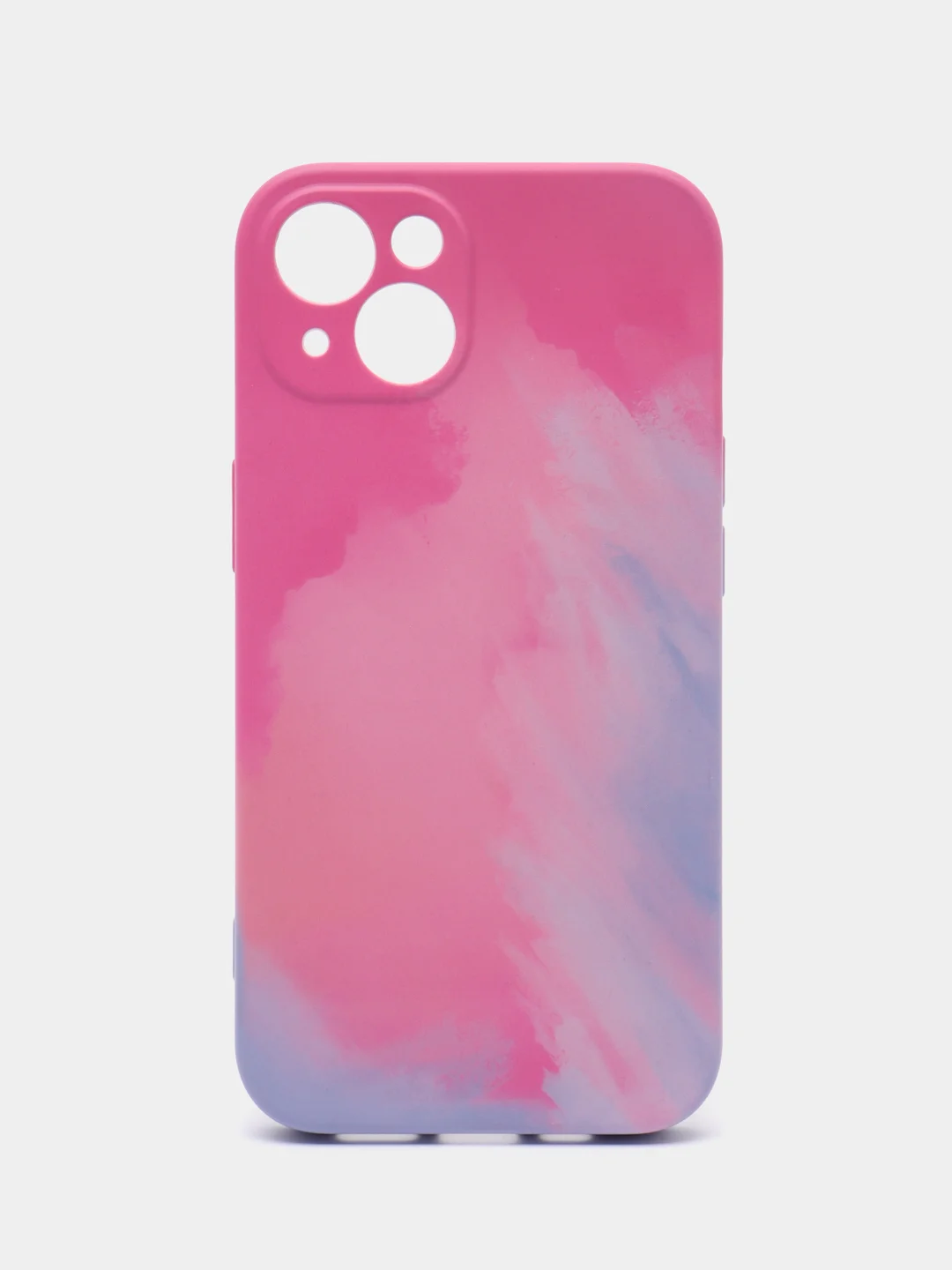 Тёмно-розовый накладка для iPhone 13 (6,1) силиконовая "Акварель"