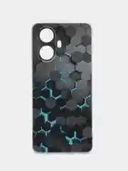 Бирюзовый чехол на Realme 10 Pro+ / Реалми 10 Про плюс прозрачный, с рисунком, защита камеры