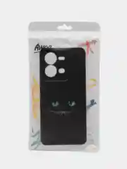 Черный силиконовый чехол на Vivo V25/V25e / Виво V25/V25е прозрачный, с рисунком, защита камеры