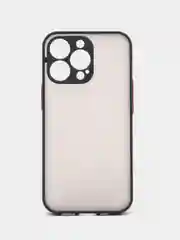 Черный накладка для IPhone 13 Pro (6,1), матовая, с цветными краями + защита камеры