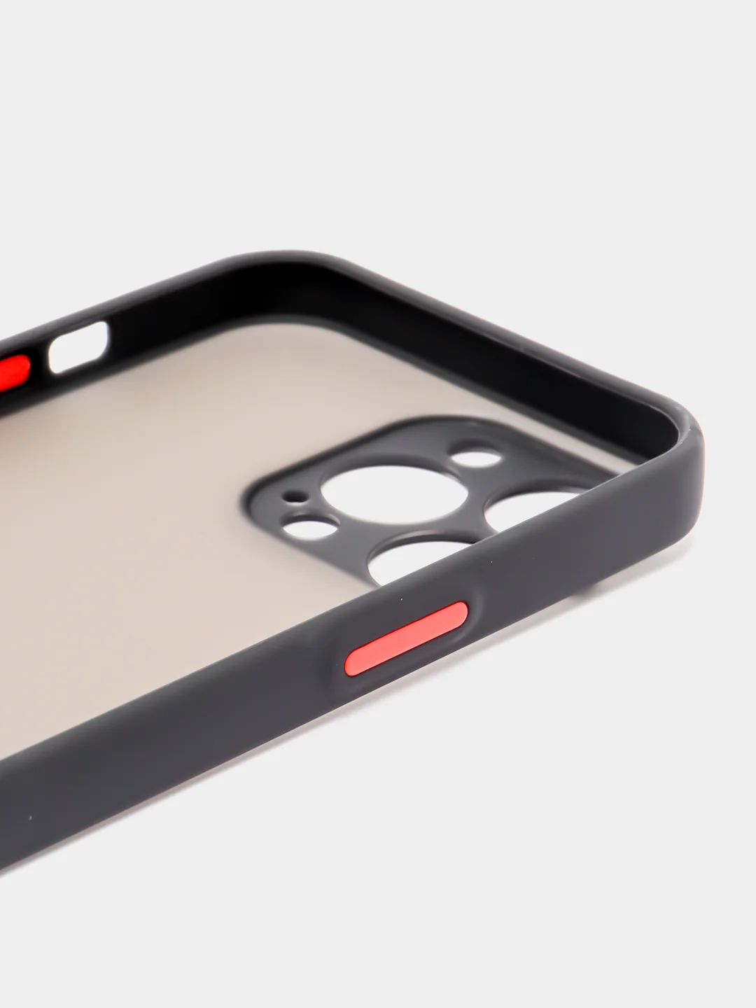 Черный накладка для IPhone 13 Pro (6,1), матовая, с цветными краями + защита камеры