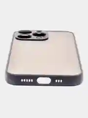 Черный накладка для IPhone 13 Pro (6,1), матовая, с цветными краями + защита камеры