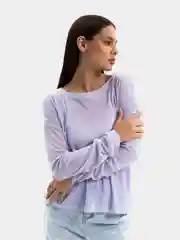 Лавандовый женский лонгслив, оверсайз, полупрозрачный, кофта, свитшот